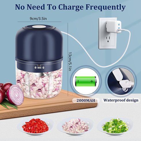 Wireless Mini Food Processor, 250Ml Electric Garlic Chopper Onion Chopper Portable Small Food Chopper for Veggie Pepper Spices Meat Baby Food and More, USB Charging, Bpa-Free