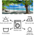 Shrahala Tropical Beach Palm Tree Kitchen Valances Half Window Curtain, Summer Holiday Beach Palm Trees Blue Kitchen Valance for Window Ink Printing Kitchen Valances for Kitchen Decor 52x18 inch
