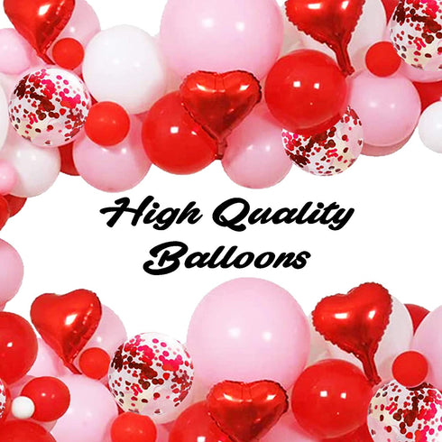105 Pack Valentines Day Balloon Arch Garland Kit, Pink White Red Confetti Balloons with Red Heart Balloons for Valentine's Day Anniversary Mothers Day Wedding Engagement Party Supplies