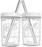 Reusable Wide Mouth Smoothie Cups Boba Tea Cups Bubble Tea Cups with Lids and Silver Straws Ball Mason Jars Glass Cups (2-pack, 16 oz mason jars) Brand Capsule Classic