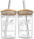 Reusable Boba Bubble Tea & Smoothie Cups - 2 Glass Wide Mouth 16oz Ball Mason Jars with Bamboo Lids - 2 Reusable Silver Stainless Steel Boba Straws Brand Capsule Classic