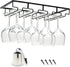 Wine Glass Rack Under Cabinet - 4 Row Iron Stemware Rack With A Steel Wine Stopper - Our Wine Glass Hanger Holds Wine, Brandy, Margarita, Martini Glasses & More - 1 Rack, Black