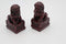 LuckyGifts A Pair of Mini Vintage Red Wood Look Feng Shui Fu | Foo Dog Home Protection Lions Guardians Set