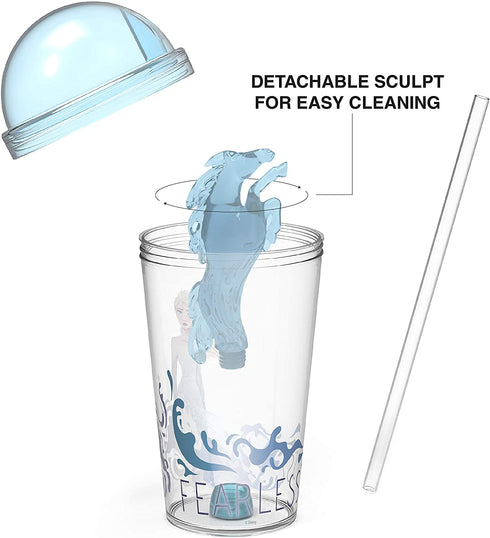 Zak Designs Disney Frozen II Movie Tumbler Set Includes 22oz Sculpt Tumbler and 16oz DIY Sticker Tumbler, Made of Durable Plastic (Elsa, Anna, Olaf, Kristoff, and Nokk, 2-Piece Set, BPA-Free)