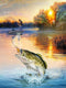 ASHUFAN 5D Fish Diamond Painting Kits for Adults Kids Art Full Drill Fisherman Fishing On The Lake DIY Cross Stitch Craft for Home Wall Decor 12X16 inch