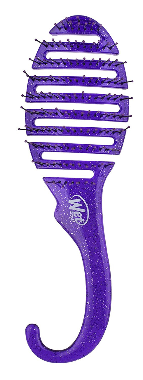 Wet Brush Hair Brush Shower Detangler, Purple Glitter Color, Shower Hair Brush with Soft Bristles Minimizes Pain and Protect Against Split Ends and Breakage for Men, Women, and Kids