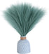 6PCS Artificial Pampas Grass Faux Short Fluffy Pampas Grass Plants Stems Branches for Wedding Home Living Room Decor Flower Arrangement and Vase Fillings(Peacock Green)