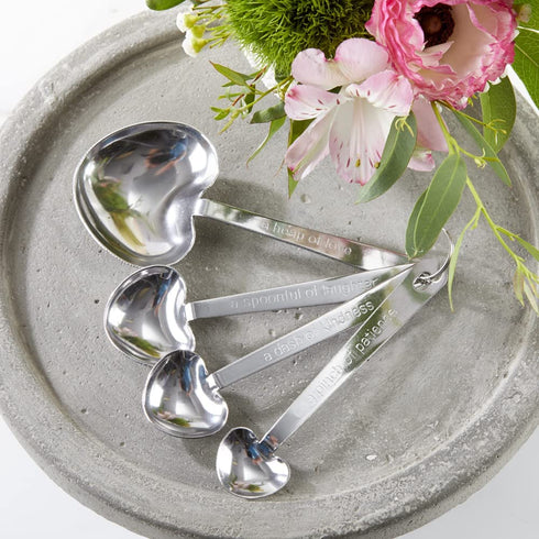 Kate Aspen Love Beyond Measure Spoons, Heart Shaped Measuring Spoons, Stainless Steel, Pack of 4, (13072NA)