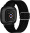 UHKZ Stretchy Nylon Bands Compatible with Fitbit Versa 3/Fitbit Sense for Women Men,Adjustable Breathable Fabric Sport Elastic Wristband for Fitbit Versa Smart Watch,Black