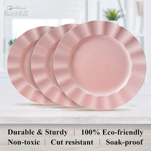PINK PLASTIC PLATES | Disposable Dinner Plates | Veil | 11.25 | 10 PC