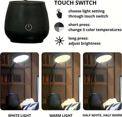 Wireless Desk Lamp with Organizer - Desk lamp with Pen Holder, College Dorm Lamp for Home Office homework, Kids Student LED Table Lamp, USB Charger
