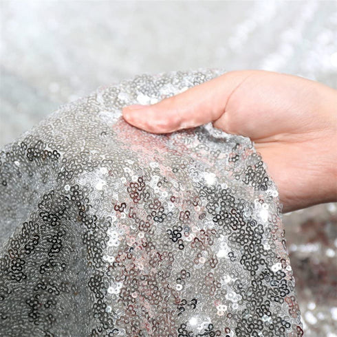 B-COOL 60x102 Inch Christmas Tablecloth Rectangle Silver Sequin Tablecloth Sequin Table Linens Glitter Tablecloth Wedding Sequin Tablecloth for Christmas