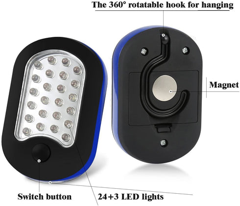 3X 27 LED Compact Work Light Magnetic W/Hook - 3 Pack by AlltroLite