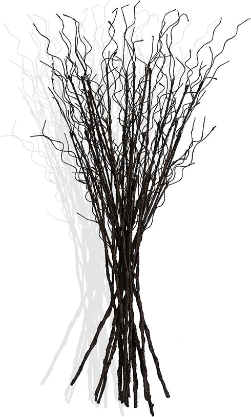Floerve 12 Pcs Artificial Curly Willow Branches Plants Decorative Brown Twig Stems Spray 30" Tall for Vase DIY Crafts Wedding Floral Arrangement Home Decor Indoor