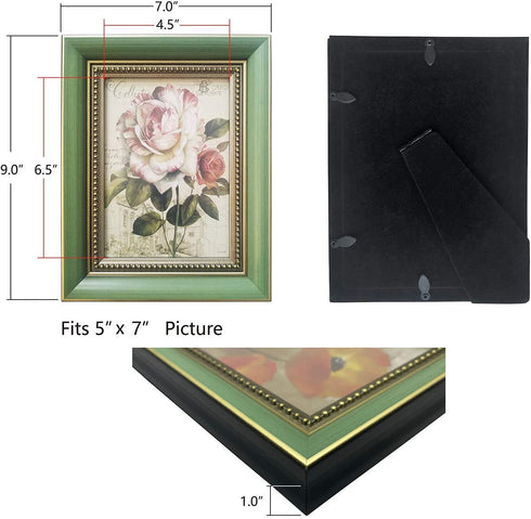 Tiffanini Traditional Gallery 5x7 inch Green Solid Hardwood Picture Frames
