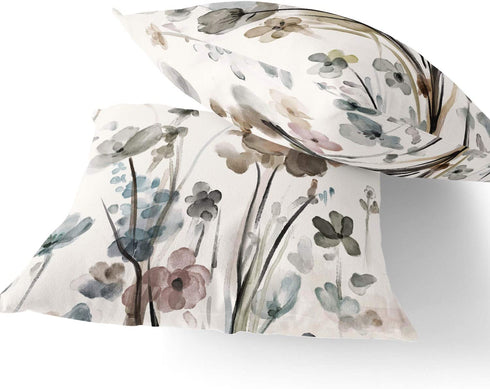 Flower Throw Pillow Covers 20x20 Set of 2, Cozy Flowers Pillow Cushion Cases, Modern Decorative Square Pillowcases for Sofa Couch Bedroom Living Room Car Seat