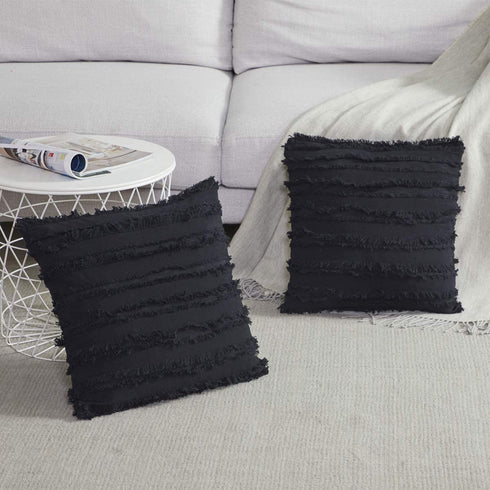 GIGIZAZA Decor Throw Couch Pillow Covers,20 x 20 Cotton Black Sofa Pillows,Square Sofa Cushion Covers Linen
