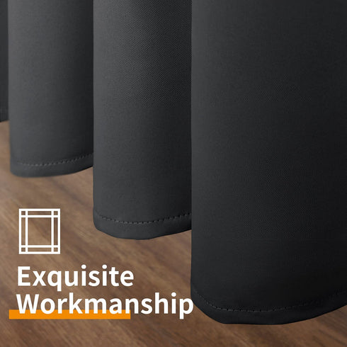 YoungsTex Black Blackout Curtains for Bedroom - Thermal Insulated with Grommet Top Room Darkening Noise Reducing Curtains for Living Room, 2 Panels, 42 x 63 Inch