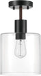 Globe Electric 60982 Sedona Semi-Flush Mount, Matte Black