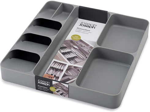 Joseph Joseph DrawerStore Kitchen Drawer Organizer Tray for Cutlery Utensils and Gadgets, Gray, 15.6 x 15.1 x 2.1 Inches
