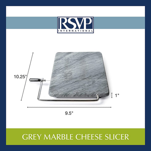 RSVP International Cheese Slicer Cut Cheese, Meats & Other Appetizers, 10.25x9.5x1", Gray Marble