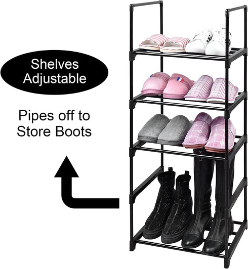 Shoe Rack Sturdy Metal Shoe Rack Organizer for Entryway, Multifunctional Space Saving Shelf Organizer for Home Storage (5 Tier)