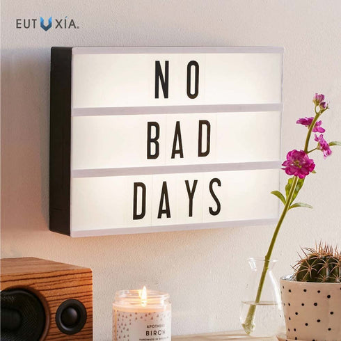 Eutuxia Cinematic Light Box with Letters - LED Light Box, Room Decor Sign, Marquee Light Up Sign - Personalized A4 White LED Letter Box with Light Up Letters (2 PK)