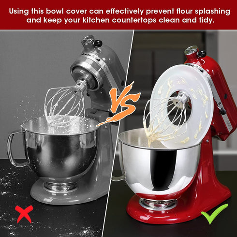 AIEVE Mixer Bowl Covers for KitchenAid Tilt-Head Mixer Bowl,2 Pack Bowls Lids for KitchenAid 4.5-5 Qt Stainless Steel Stand Mixer Bowl to Prevent Ingredients from Splashing Out (Mixers not Included)