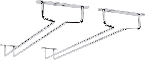 Wallniture Brix Wine Glass Holder Under Cabinet Organizer for Kitchen Organization and Storage Chrome Finish 17 Inch Set of 2