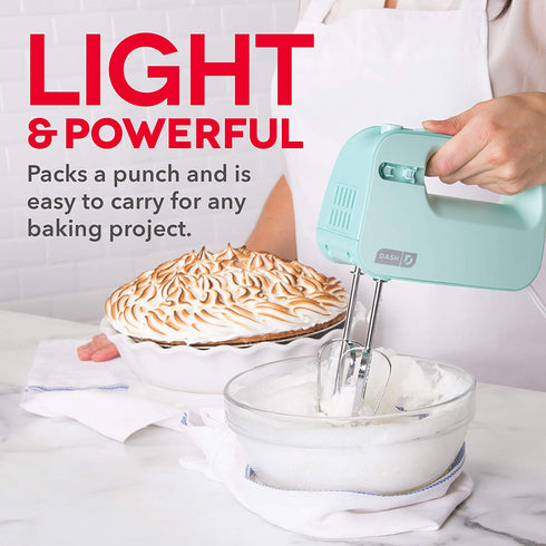 Dash SmartStore„¢ Compact Hand Mixer Electric for Whipping + Mixing Cookies, Brownies, Cakes, Dough, Batters, Meringues & More, 3 Speed, 150-Watt - Aqua