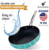 Kitchenly Nonstick Frying Pans with Lids - Granite Frying Pans with Stone Coating | Nonstick Skillet Cooking Pan Set | Electric, Gas, & Induction Compatible | 9.5 & 11 inch Pans | Turquoise - 2 Pack