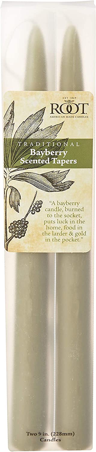 Root Candles Scented Hand-Dipped Taper 9-Inch Dinner Candles, 2-Count, Bayberry