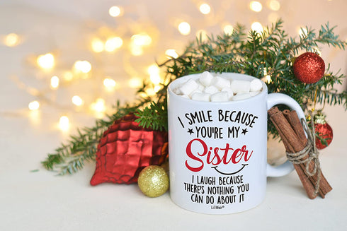 Mothers Day Gifts For Sister. Sister Gifts From Sister. Big Sisters Gift From Brother. Little Sister Birthday Gift. Funny Best Coffee Mug Cup Ideas. New Happy Funny Mugs Presents From Sister In Law