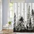Bonhause Forest Deer Shower Curtain with 12 Hooks Pine Tree and Birds Decorative Bath Curtain 72 x 72 Inch Polyester Fabric Machine Washable Waterproof Bathroom Curtain