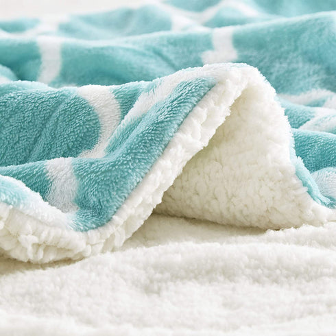 Comfort Spaces Ultra Soft and Cozy Sherpa Throw Blankets for Couch and Bed , Plush Fleece Reversible Throw-Blanket with Fuzzy Faux FurThrows, 50x60, Aqua Ogee