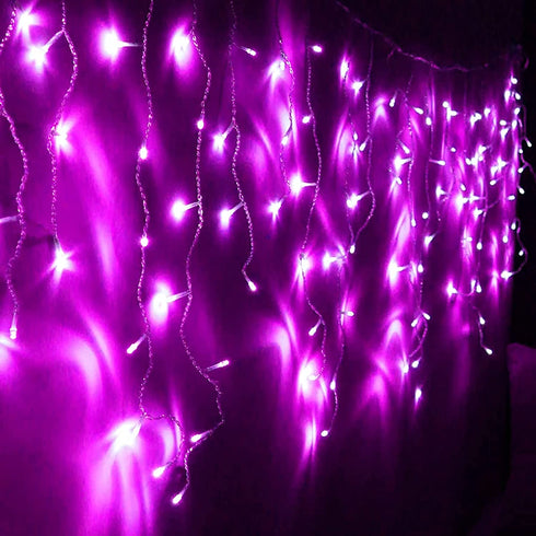 Dazzle Bright 360 LED Christmas Icicle String Lights, Light Up Christmas Decorations 8 Modes Fairy Lights for Outside Garden Patio Holiday Party (Purple)
