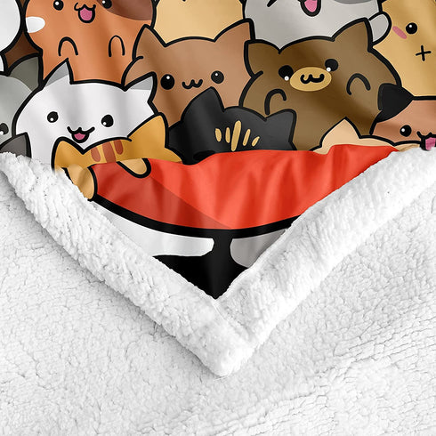 Bedbay Cat Plush Blankets Cats Blanket Throw Cartoon Animal Cats Kitten Sherpa Fleece Blanket Animal Pet Themed Soft Cozy Plush Bed Blanket (Cartoon, Twin(60"x80"))