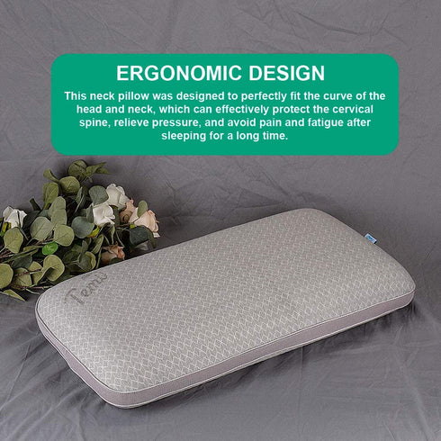 Memory Foam Neck Pillow, Soft Deluxe Pillow for Sleeping with Removable Pillowcase Cervical Pillow Relief Neck Pain Orthopedic Contour Pillow for Home Hotel Bed Use (Gray)