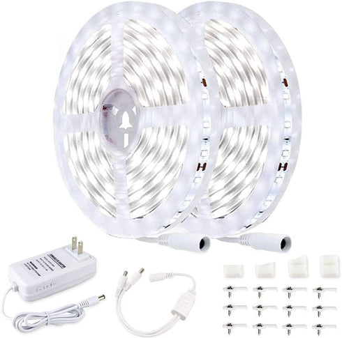 JESLED 32.8ft/10M LED Strip Lights ,6500K Super Bright White,Dimmable,24V DC LED Tape Lights for Bedroom, Kitchen, Under Cabinet, Living Room, Stair Decoration