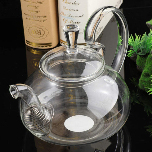 Hemoton Glass Teapot 600ml Teapot Glass Pitcher Clear Crystal Teapot with Raised Handle Transparent Tea Ware for Blooming Loose Leaf Carafe