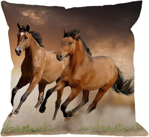 Emvency Set of 4 Throw Pillow Covers Horse Running Waist Horses Armchair Simplin Creative Cartoon Animal Night Decorative Pillow Cases Home Decor Square 18x18 Inches Pillowcases