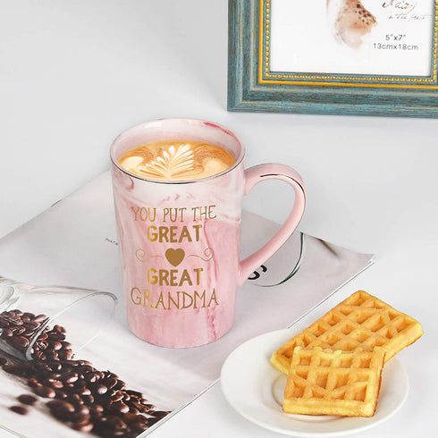 Grandma Coffee Mug You Put Grandma Mothers Day Gifts for Grandma from Granddaughter Grandson Grandma Gifts Birthday for Grandma Marble Cup Pink 14 Oz with Gift Box