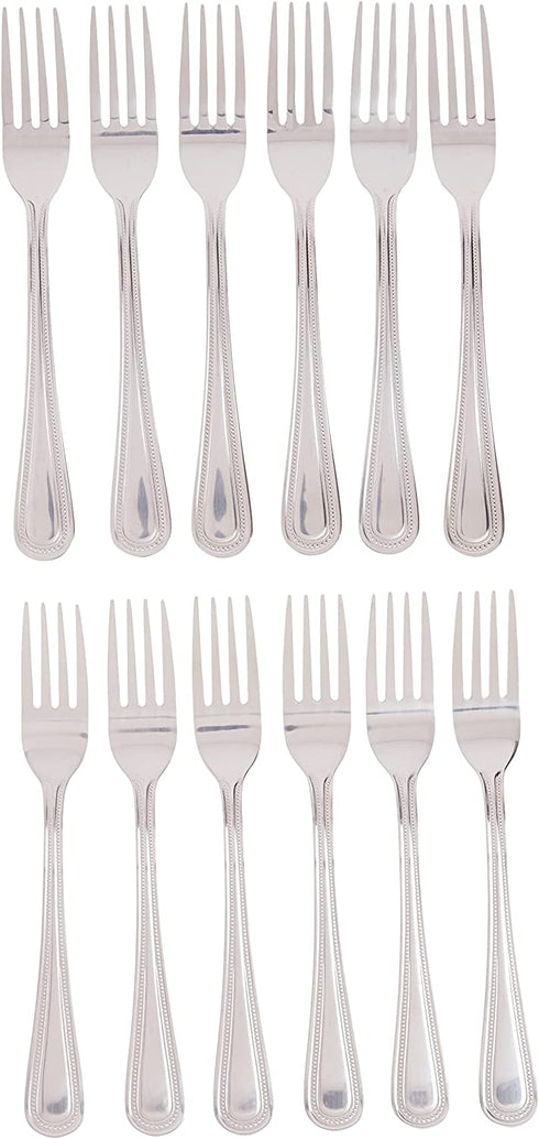 Winco 12-Piece Dots Dinner Fork Set, 18-0 Stainless Steel,Silver