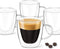 DLux Espresso Coffee Cups 3oz, Double Wall, Clear Glass set of 4 Glasses with Handles, Insulated Borosilicate Glassware Tea Cup