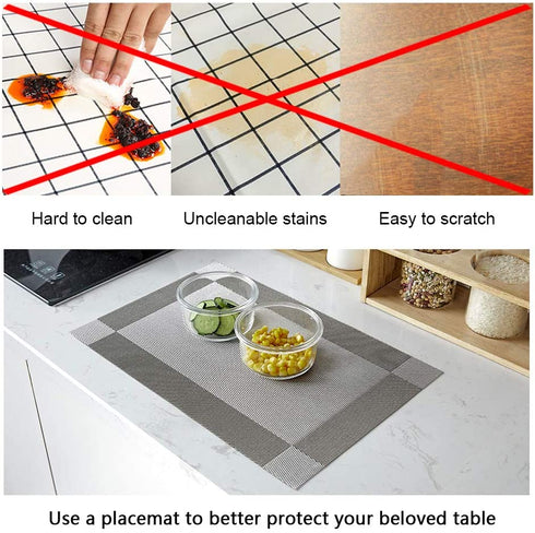 McIvan Elegant Modern Fall Table Runners with Tassels for Dining Table Tea Coffee Table (6 Place Mat+1 Table Runner, Grey)