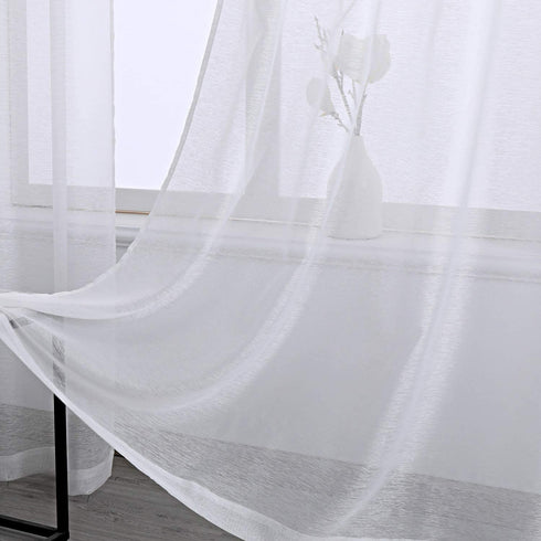DONREN 45 Inch White Sheer Curtains Luxury Soft Short Textured Sheer Grommet Curtain Drapes for Kids Room 52 Inches Wide 2 Panels