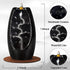 SPACEKEEPER Backflow Incense Holder Ceramic Incense Burner Waterfall, Aromatherapy Ornament Home Decor with 120 Backflow Incense Cones & 30 Incense Stick, Jet Black