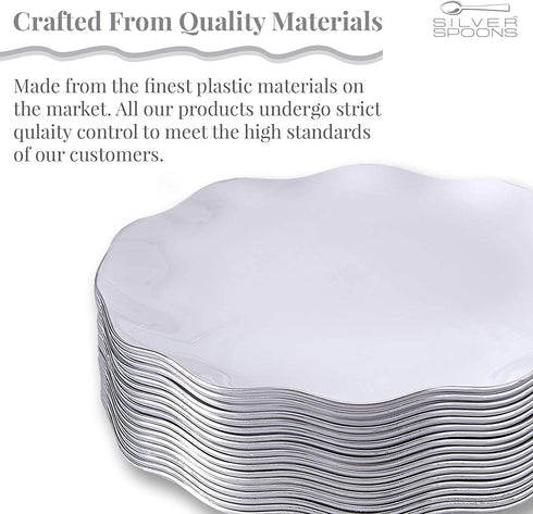 DISPOSABLE DESSERT PLATES | 20 pc | Heavy Duty Plastic Dishes | Elegant Fine China Look | Veil - White (6€?)