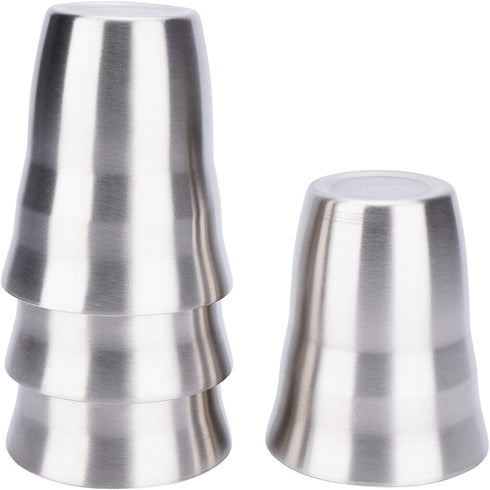 Metal Cups 8 oz Set of 4, Beasea Stainless Steel Cup 8 oz, Double Wall Stackable Small Metal Glasses for Drinking Stainless Cups Insulated Metal Drinking Cups Tumbler for Kids and Adults
