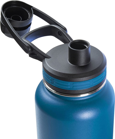 Thermoflask Double Stainless Steel Insulated Water Bottle with Two Lids, 18 Ounce, Cobalt